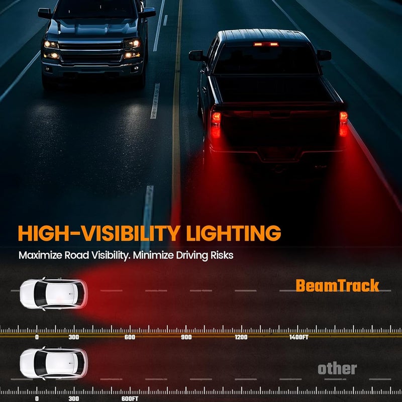 BeamTrack مجموعة مصابيح خلفية متوافقة مع شيفروليه سيلفرادو 1500 2500HD 3500HD من 2007-2013، مجموعة استبدال لمصابيح الفرامل الخلفية، الجانب الأيسر للسائق والجانب الأيمن للراكب، مع المصابيح والحزمة - Image 4